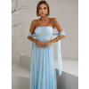 Svetlomodré tylové dlhé šaty BOLEMIR s vlečkou