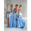 Svetlomodré dlhé šaty SYCHAEUS pre družičky bez ramienok