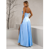 Svetlomodré saténové dlhé šaty LUNOREX