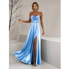 Světle modré saténové dlouhé šaty LUNOREX (Veľkosť ONESIZE)
