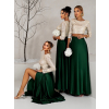 Smaragdová zavinovacia dlhá saténová sukňa DENISSE pre družičky