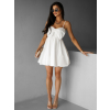 Biele krátke balónové šaty PALADA s mašľou