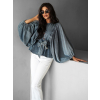 Modrá luxusná džínsová blúzka CHIMELY s opaskom