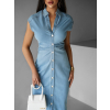 Modré džínsové dlhé midi šaty SLITOA
