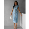 Modré džínsové dlhé midi šaty SLITOA