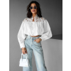 Bílá krátká crop halenka KINELY (Veľkosť M/L)