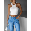 Bílý sportovní crop top ALADIN na zip (Veľkosť ONESIZE)