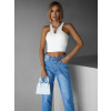 Bílý sportovní crop top ALADIN na zip (Veľkosť ONESIZE)