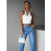 Bílý sportovní crop top ALADIN na zip (Veľkosť ONESIZE)
