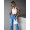 Bílý sportovní crop top ALADIN na zip (Veľkosť ONESIZE)