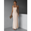 Krémové elegantné dlhé šaty NELINA