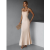 Krémové elegantné dlhé šaty NELINA