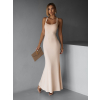 Krémové elegantné dlhé šaty NELINA