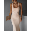 Krémové elegantné dlhé šaty NELINA