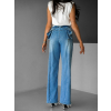 Modré wide leg široké džínsy CUIANG s mašľou