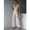 Béžový elegantný dlhý overal FREDENA s gombíkmi