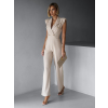 Béžový elegantný dlhý overal FREDENA s gombíkmi