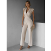 Béžový elegantný dlhý overal FREDENA s gombíkmi