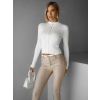 Biely krátky rebrovaný top SELADA so zipsom