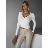 Biely rebrovaný top SLIMENA