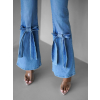Modré zvonové štýlové džínsy CORRIDO s mašľami