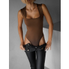 Hnědé elastické body STEGOSA s výstřihem (Veľkosť ONESIZE)