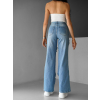 Modré wide leg džíny CHARYTIN s cvoky (Veľkosť L)