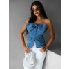 Modrý elegantný denim top ADAUT s mašľou