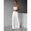 Bílé saténové široké nohavice SITAKE