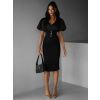 Čierne elegantné šaty ODDALA s gombíkmi