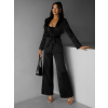 Čierny elegantný nohavicový kostým HARSTAD s opaskom