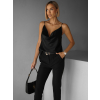 Čierny elegantný saténový top BAELY
