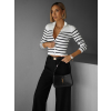 Bieločierny pruhovaný rebrovaný svetrík SELADA