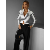 Bieločierny pruhovaný rebrovaný svetrík SELADA