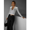 Bieločierny pruhovaný rebrovaný svetrík SELADA