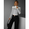 Bieločierny pruhovaný rebrovaný svetrík SELADA