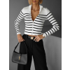 Bieločierny pruhovaný rebrovaný svetrík SELADA