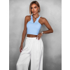 Modrý sportovní crop top ALADIN na zip (Veľkosť ONESIZE)