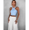 Modrý sportovní crop top ALADIN na zip (Veľkosť ONESIZE)