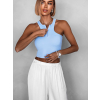 Modrý sportovní crop top ALADIN na zip (Veľkosť ONESIZE)