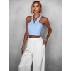 Modrý sportovní crop top ALADIN na zip (Veľkosť ONESIZE)