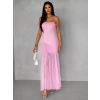 Ružové dlhé šaty NIKALA bez ramienok