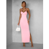 Ružové dlhé tvarujúce šaty BRUCEL na ramienka