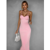 Ružové dlhé tvarujúce šaty BRUCEL na ramienka