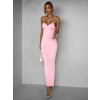 Ružové dlhé tvarujúce šaty BRUCEL na ramienka