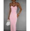 Ružové dlhé tvarujúce šaty BRUCEL na ramienka