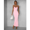 Ružové dlhé tvarujúce šaty BRUCEL na ramienka