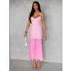 Ružové dlhé rebrované šaty TULULA na ramienka