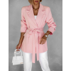 Ružové štýlové zaväzovacie sako ZENARA s opaskom