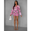 Ružový kvetinový letný overal VYSBY s opaskom